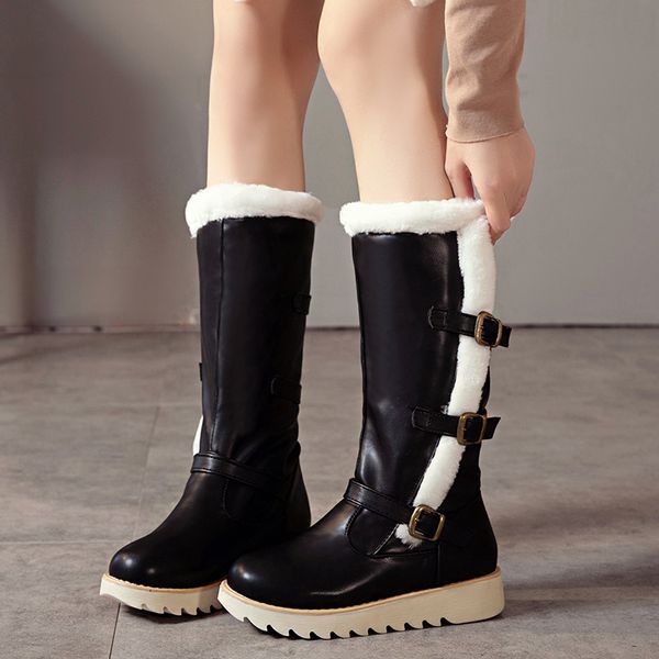 rimocy thicken plush warm snow boots women high platform buckle wedges shoes woman thick bottom waterproof knee high boots mujer, Black
rimocy thicken plush warm snow boots women high platform buckle wedges shoes woman thick bottom waterproof knee high boots mujer, Black