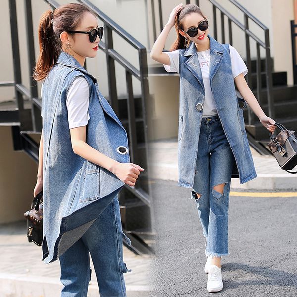 2020 cowgirl vest spring autumn korean sleeveless waistcoat women's mid-length fashion temperament solid color vest e107, Black;white 
2020 cowgirl vest spring autumn korean sleeveless waistcoat women's mid-length fashion temperament solid color vest e107, Black;white