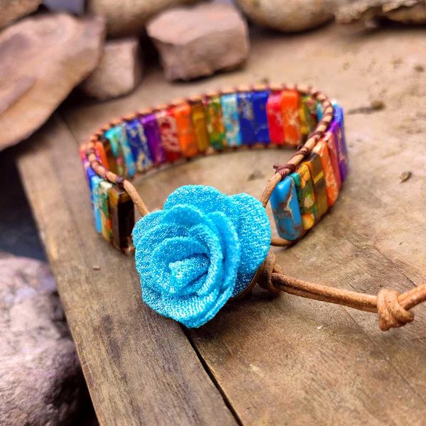 colorful roses chakra bracelet handmade natural stone tube beads leather wrap bracelet couples bracelets creative gifts dropship, Golden;silver
colorful roses chakra bracelet handmade natural stone tube beads leather wrap bracelet couples bracelets creative gifts dropship, Golden;silver