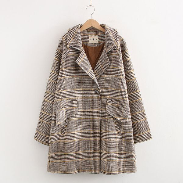 office lady plaid rear split woolen coat 2019 spring-autumn new fashion turn-down collar loose woman coat elegant nature, Black
office lady plaid rear split woolen coat 2019 spring-autumn new fashion turn-down collar loose woman coat elegant nature, Black
