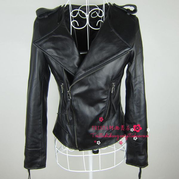 2015 spring slim short design genuine leather clothing female o-neck sheepskin leather jacket outerwear, Black
2015 spring slim short design genuine leather clothing female o-neck sheepskin leather jacket outerwear, Black