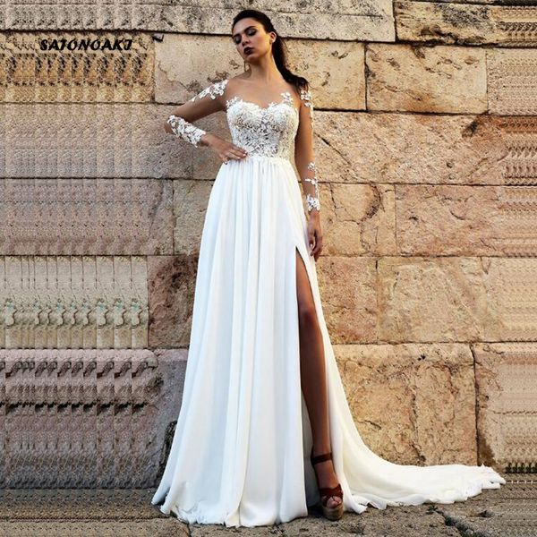 satonoaki boho wedding dress long sleeve scoop high split chiffon appliques lace open back bride dress robe de mariee
satonoaki boho wedding dress long sleeve scoop high split chiffon appliques lace open back bride dress robe de mariee
