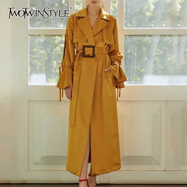 twotwinstyle hollow out women's windbreaker lapel collar flare sleeve high waist with sashes trench coat female autumn new 2019, Tan;black
twotwinstyle hollow out women's windbreaker lapel collar flare sleeve high waist with sashes trench coat female autumn new 2019, Tan;black