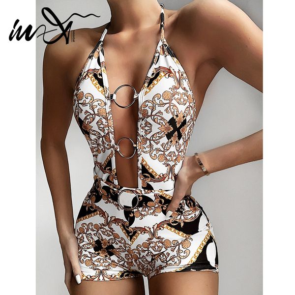 in-x paisley print swimsuit one piece plunging neck swimwear women summer bodysuit one piece suits vintage monokini bikinis, White;black 
in-x paisley print swimsuit one piece plunging neck swimwear women summer bodysuit one piece suits vintage monokini bikinis, White;black