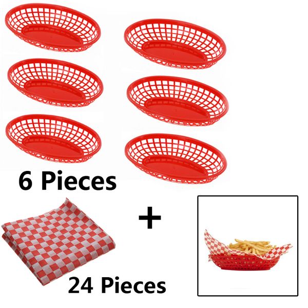 6pcs 9.5in french fry basket and 24pcs wax paper sandwich fast food basket oval plastic serving platterblack bandeja plastico
6pcs 9.5in french fry basket and 24pcs wax paper sandwich fast food basket oval plastic serving platterblack bandeja plastico