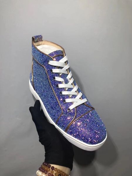 blue shiny glitter leather high red bottom sneakers shoes women,men outdoor trainer casual walking ing, Black
blue shiny glitter leather high red bottom sneakers shoes women,men outdoor trainer casual walking ing, Black