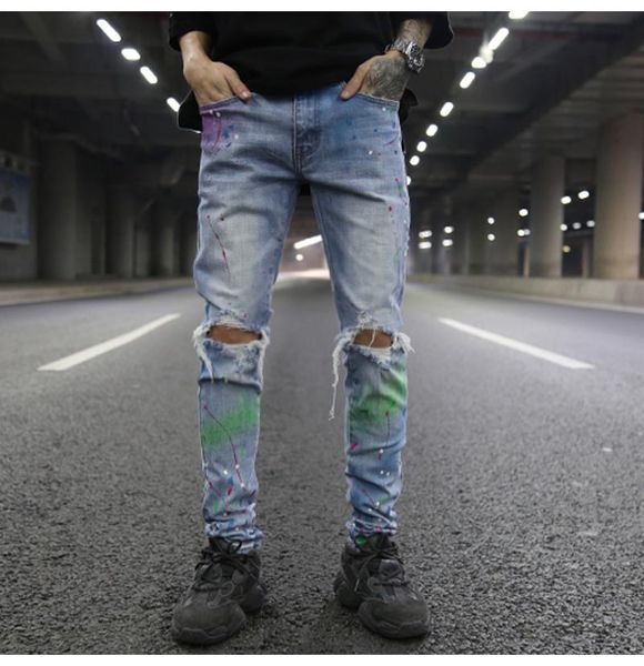 men fashions spray-ink graffiti jeans mens skinny jeans stretch denim graffiti print, Blue
men fashions spray-ink graffiti jeans mens skinny jeans stretch denim graffiti print, Blue