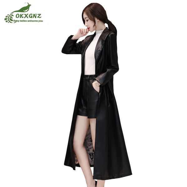 fashion leather women's jacket long 2019 autumn winter new slim women's spring coat ladies pu leather trench coats plus size 4xl, Black
fashion leather women's jacket long 2019 autumn winter new slim women's spring coat ladies pu leather trench coats plus size 4xl, Black