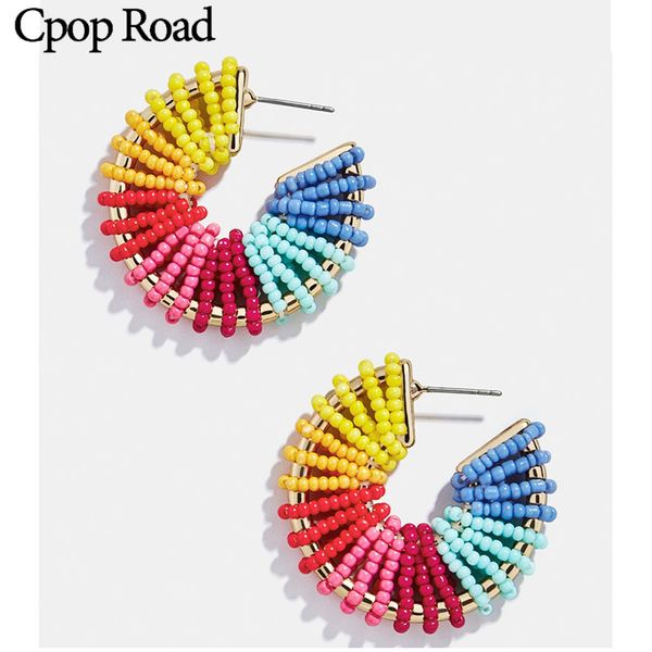 cpop personality handmade weaving beaded hoop earrings colorful circle chic statement earrings hoops women accessories jewelry, Golden;silver
cpop personality handmade weaving beaded hoop earrings colorful circle chic statement earrings hoops women accessories jewelry, Golden;silver