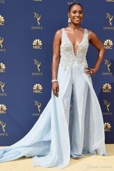 new light blue jumpsuits evening dresses beaded deep v neck overskirts formal prom gowns chiffon beach runway celebrity dress pants, Black
new light blue jumpsuits evening dresses beaded deep v neck overskirts formal prom gowns chiffon beach runway celebrity dress pants, Black
