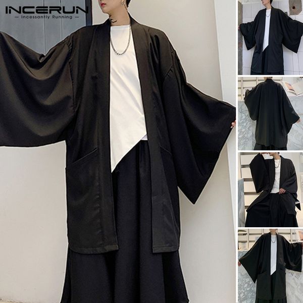 men's casual shirts incerun men black cardigan shirt open stitch outwear man trench long sleeve coats fashion japanese style yukata, White;black
men's casual shirts incerun men black cardigan shirt open stitch outwear man trench long sleeve coats fashion japanese style yukata, White;black