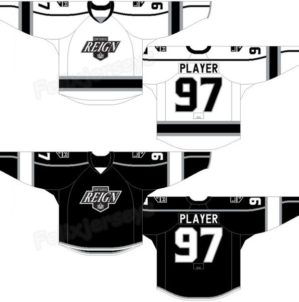 ontario reign custom martin frk carl grundstrom mikey eyssimont paul ladue brett sutter kale clague matt luff lance bouma hockey jerseys, Black