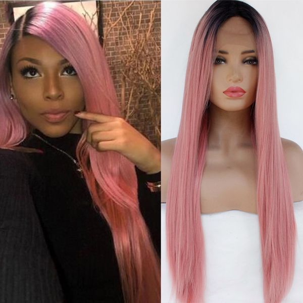1b/rouge pink ombre color hair wig synthetic lace front wigs for women high temperature fiber synthetic hair black roots cosplay
1b/rouge pink ombre color hair wig synthetic lace front wigs for women high temperature fiber synthetic hair black roots cosplay