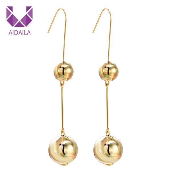 women long dangle drop earrings with gold color ball jewelry fashion girl mom gifts 2018 new, Silver
women long dangle drop earrings with gold color ball jewelry fashion girl mom gifts 2018 new, Silver