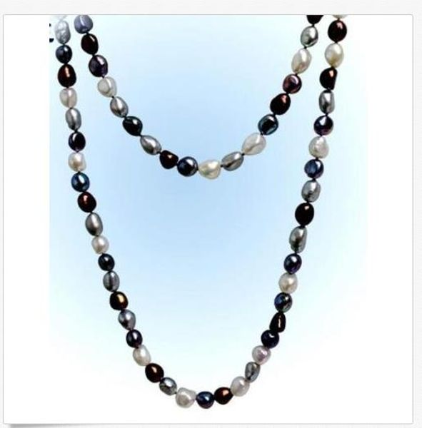 35"10-12mm natural tahitian black green multicolor pearl necklace da37, Silver
35"10-12mm natural tahitian black green multicolor pearl necklace da37, Silver