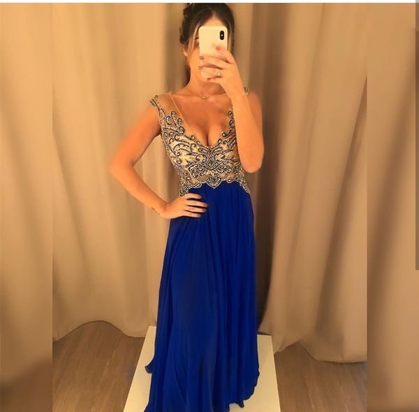 royal blue crystal beaded prom sequins evening dress shining v-neck floor length long women party dress elegant gowns, Black
royal blue crystal beaded prom sequins evening dress shining v-neck floor length long women party dress elegant gowns, Black