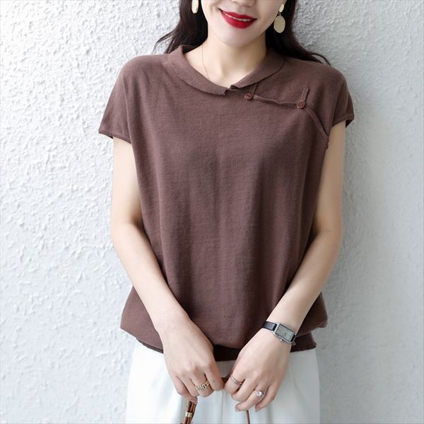 cotton linen short sleeve female lapel 20 linen solid color plate buckle knitted half sleeve cotton loose top, White
cotton linen short sleeve female lapel 20 linen solid color plate buckle knitted half sleeve cotton loose top, White