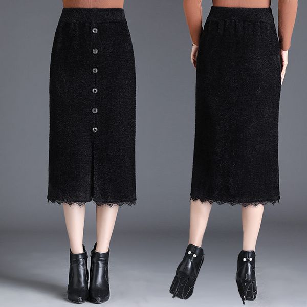 skirts mink velvet stitching lace skirt 2021 winter spring women's knitted package hip fashion split woolen elegant f2917, Black
skirts mink velvet stitching lace skirt 2021 winter spring women's knitted package hip fashion split woolen elegant f2917, Black