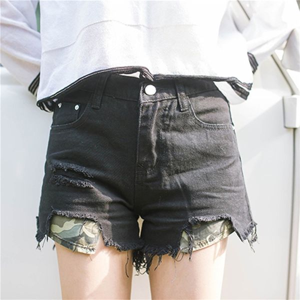 girl shorts summer s-xl women denim black ripped broad leg jeans high waist camouflage pocket elastic cow shorts, White;black
girl shorts summer s-xl women denim black ripped broad leg jeans high waist camouflage pocket elastic cow shorts, White;black