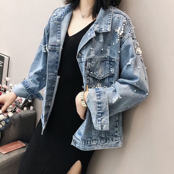 2019 spring new denim clothing women jacket heavy work beaded single-breasted hole wild long-sleeved denim coats female jia361, Black;brown
2019 spring new denim clothing women jacket heavy work beaded single-breasted hole wild long-sleeved denim coats female jia361, Black;brown
