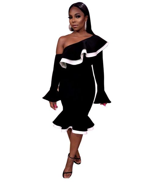 flounce one shoulder summer party dresses women mermaid midi dress ruffle flare sleeve elegant knee length dresses black, Black;gray
flounce one shoulder summer party dresses women mermaid midi dress ruffle flare sleeve elegant knee length dresses black, Black;gray