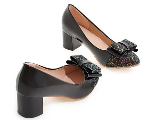2019 women's shoes in spring and autumn with new style middle heel coarse heel round head bowknot @2141, Black
2019 women's shoes in spring and autumn with new style middle heel coarse heel round head bowknot @2141, Black