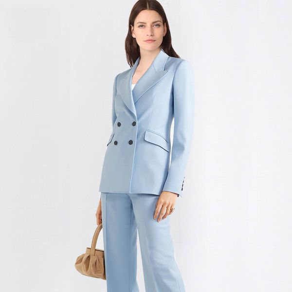 sky blue plus size double breasted women's formal elegant business suits custom made 2 pieces office lady pantsuit costume femme, White;black
sky blue plus size double breasted women's formal elegant business suits custom made 2 pieces office lady pantsuit costume femme, White;black