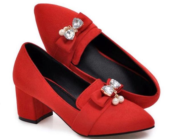 2019 women's shoes in spring and autumn with new style high heel coarse heel pointed end suede bowknot@2200, Black
2019 women's shoes in spring and autumn with new style high heel coarse heel pointed end suede bowknot@2200, Black