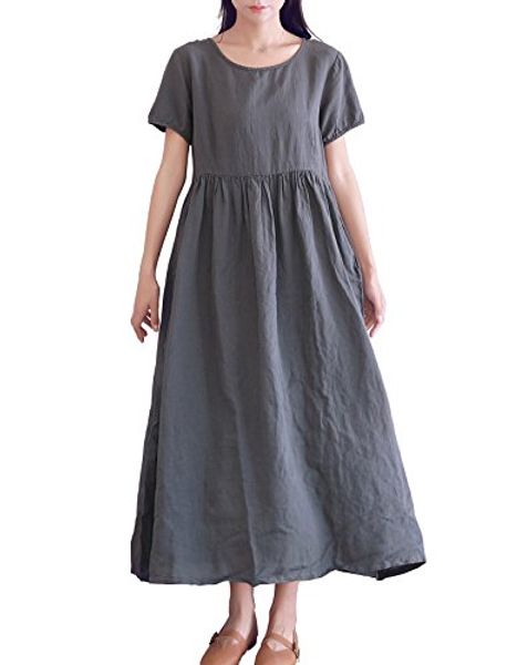 yuheyuhe women's casual loose long soft tunics summer cotton linen maxi dresses two pockets, Black;gray
yuheyuhe women's casual loose long soft tunics summer cotton linen maxi dresses two pockets, Black;gray