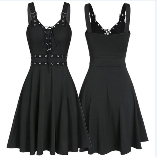 casual dresses elegant ladies dress retro gothic punk strap stitching party sleeveless street harajuku style clothes, Black;gray
casual dresses elegant ladies dress retro gothic punk strap stitching party sleeveless street harajuku style clothes, Black;gray