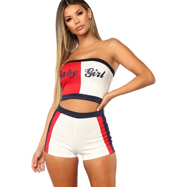 Baby Girl Letters Designer Tracksuits for Women Summer Clothing Sets Crop Tops Strapless Shorts 2pcs Suits
Baby Girl Letters Designer Tracksuits for Women Summer Clothing Sets Crop Tops Strapless Shorts 2pcs Suits