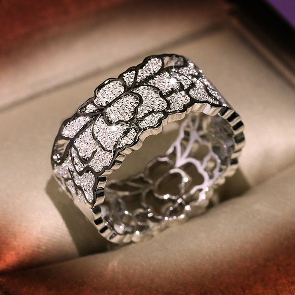 exquisite hollow pattern lace flower crystal rings micro pave cz wedding band statement rings jewelry for women, Slivery;golden
exquisite hollow pattern lace flower crystal rings micro pave cz wedding band statement rings jewelry for women, Slivery;golden