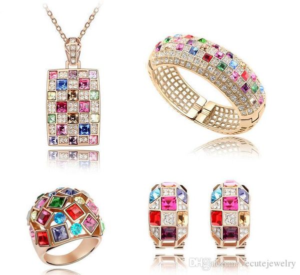 luxury noble jewelry set 18k gold plated austrian crystal necklace earrings bangle ring jewelry set made with swarovski elements bridal sets, Black
luxury noble jewelry set 18k gold plated austrian crystal necklace earrings bangle ring jewelry set made with swarovski elements bridal sets, Black