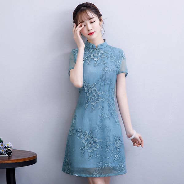 embroidery flower retro chinese women qipao summer short sleeve girls daily dress elegant slim cheongsam vestidos plus size, Red
embroidery flower retro chinese women qipao summer short sleeve girls daily dress elegant slim cheongsam vestidos plus size, Red