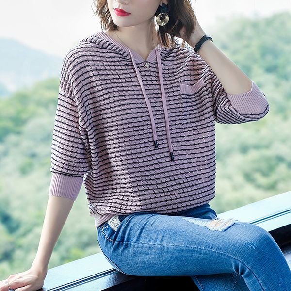 new women's half sleeve pullover 2019 summer autumn korean style women female knitted striped hoodies sweater jumper hot, White;black
new women's half sleeve pullover 2019 summer autumn korean style women female knitted striped hoodies sweater jumper hot, White;black