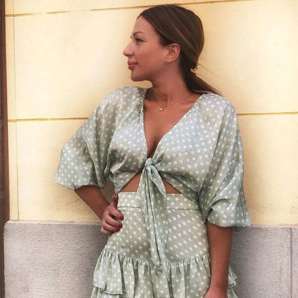 women's blouses & shirts 2021 summer chic women polka dot print green blouse female fashion long sleeve bow casual v-neck femme, White
women's blouses & shirts 2021 summer chic women polka dot print green blouse female fashion long sleeve bow casual v-neck femme, White