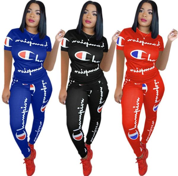 2019 champions letter women summer tracksuits short sleeve 2 pieces set outfits t-shirts + pants tee sportswear brand joggers s-3xl, White
2019 champions letter women summer tracksuits short sleeve 2 pieces set outfits t-shirts + pants tee sportswear brand joggers s-3xl, White