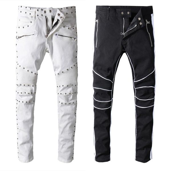 2019 famous fashionjeans new arrival mens designer brand black white jeans skinny ripped destroyed stretch slim fit hop hop pants with holes, Blue
2019 famous fashionjeans new arrival mens designer brand black white jeans skinny ripped destroyed stretch slim fit hop hop pants with holes, Blue