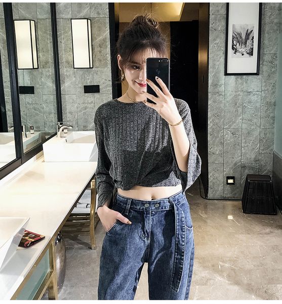 high waisted jeans women's 2019 new straight tube loose casual radish wide leg pants show thin legged pants, Blue
high waisted jeans women's 2019 new straight tube loose casual radish wide leg pants show thin legged pants, Blue