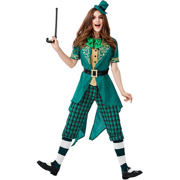 

umorden womens st. patricks day ireland irish leprechaun elf costume green spirit halloween masquerade mardi gras party outfit, Black;red