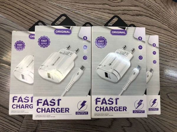 2 in 1 charger kits qc3.0 fast charging wall charger 5v 2a quick wall charger 1m type c cable with retail package for samsung s8 s9 s10
2 in 1 charger kits qc3.0 fast charging wall charger 5v 2a quick wall charger 1m type c cable with retail package for samsung s8 s9 s10