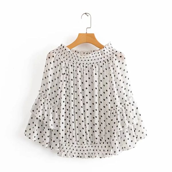 casual woman wave point printing cascading ruffle flare sleeve shirt 2020 fashion lady slash neck blouse loose s7156, White
casual woman wave point printing cascading ruffle flare sleeve shirt 2020 fashion lady slash neck blouse loose s7156, White