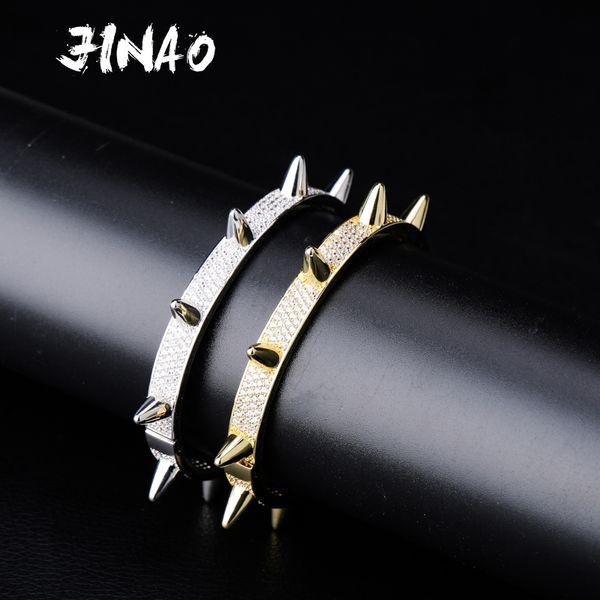 jinao spikes bangles rivet cone stud cuff twist thorns bracelets iced out cubic zircon bling hip hop jewelry for men, Golden;silver 
jinao spikes bangles rivet cone stud cuff twist thorns bracelets iced out cubic zircon bling hip hop jewelry for men, Golden;silver