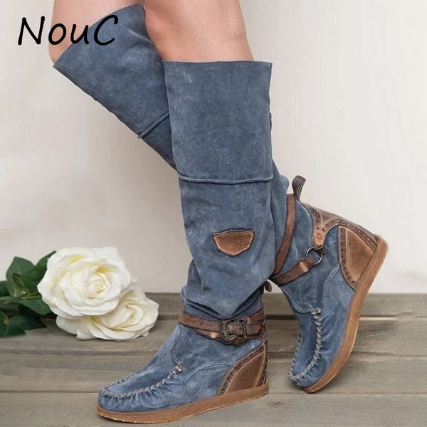 nouc winter women long boots woman knee-high boots buckle low heel flats shoes, Black
nouc winter women long boots woman knee-high boots buckle low heel flats shoes, Black