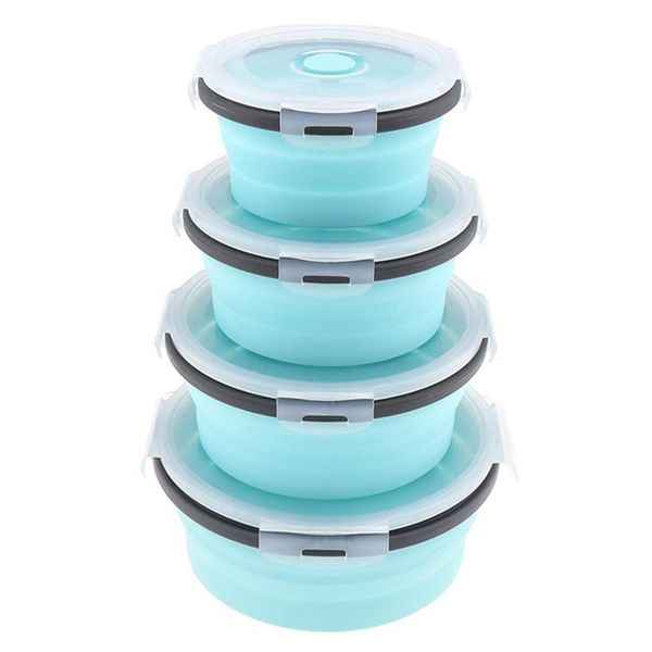 4pcs set collapsible fruit salad lunch box silicone food box container round shape tableware
4pcs set collapsible fruit salad lunch box silicone food box container round shape tableware
