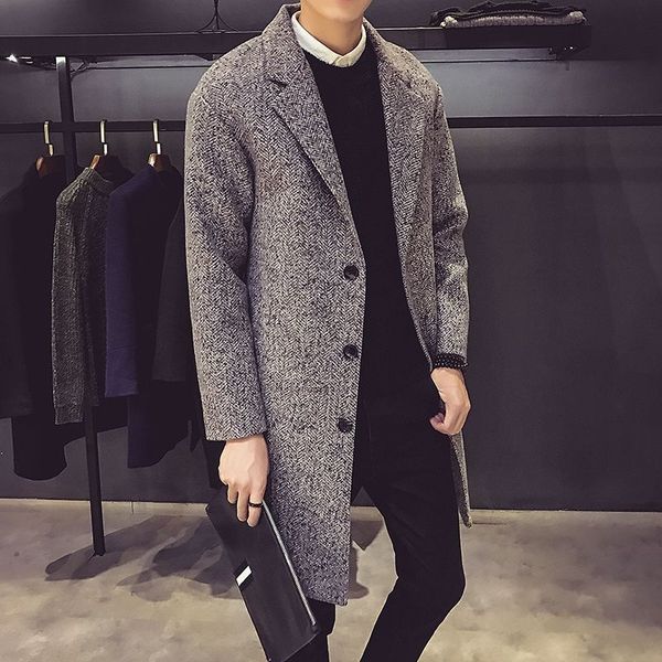 turn down collar long sleeve men woolen coat solid single breasted mens jacket casual cashmere overcoat and jacket, Black
turn down collar long sleeve men woolen coat solid single breasted mens jacket casual cashmere overcoat and jacket, Black