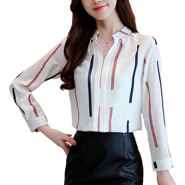 fashion women office color stripe shirt 2019 summer long sleeve v neck patchwork blouse elegant ladies work shirts blusa, White
fashion women office color stripe shirt 2019 summer long sleeve v neck patchwork blouse elegant ladies work shirts blusa, White