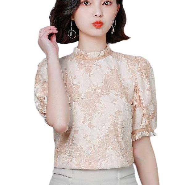 women's blouses & shirts fashion stand collar lace blouse women summer short sleeve office korean plus size blusas mujer, White
women's blouses & shirts fashion stand collar lace blouse women summer short sleeve office korean plus size blusas mujer, White
