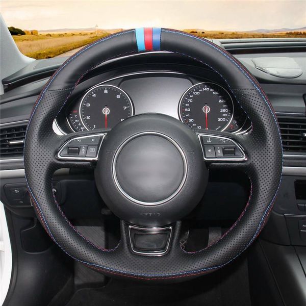for audi a1 a3 a5 a7 car steering wheel cover black leather blue red thread diy
for audi a1 a3 a5 a7 car steering wheel cover black leather blue red thread diy