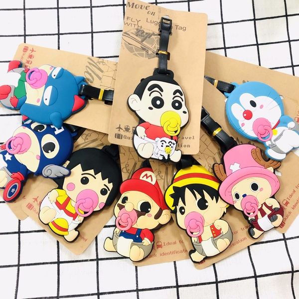 

cartoon anime key chain pvc keychain crayon shin chan mario hatsune miku doraemon baggage tag boarding pass kawaii baby style, Silver